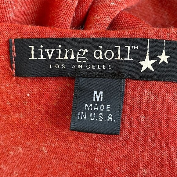 Living Doll Hampton's Crew Top Orange Red with Brown Rowing Graphic Size Medium - Picture 7 of 9